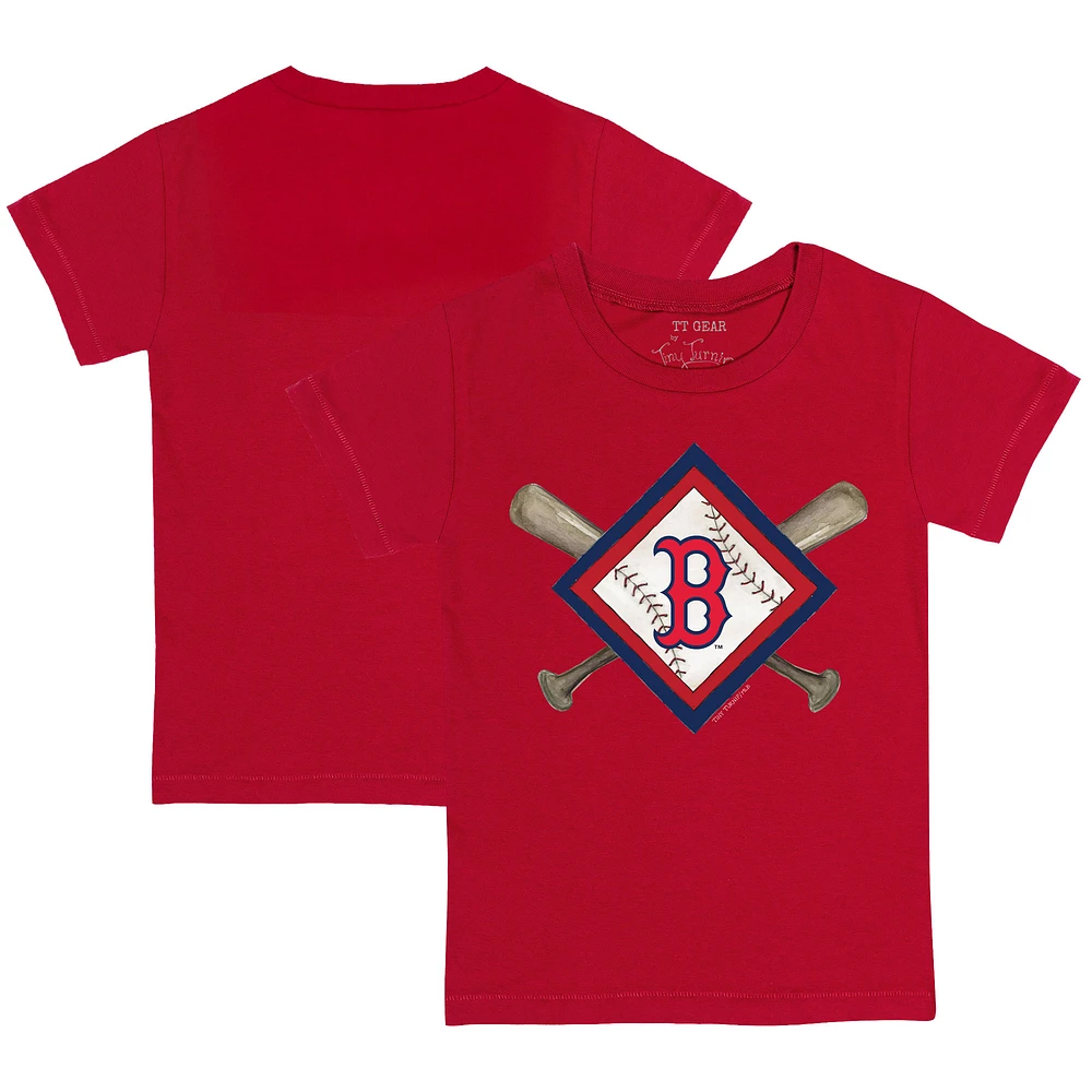 Toddler Tiny Turnip Red Boston Sox Diamond Cross Bats T-Shirt