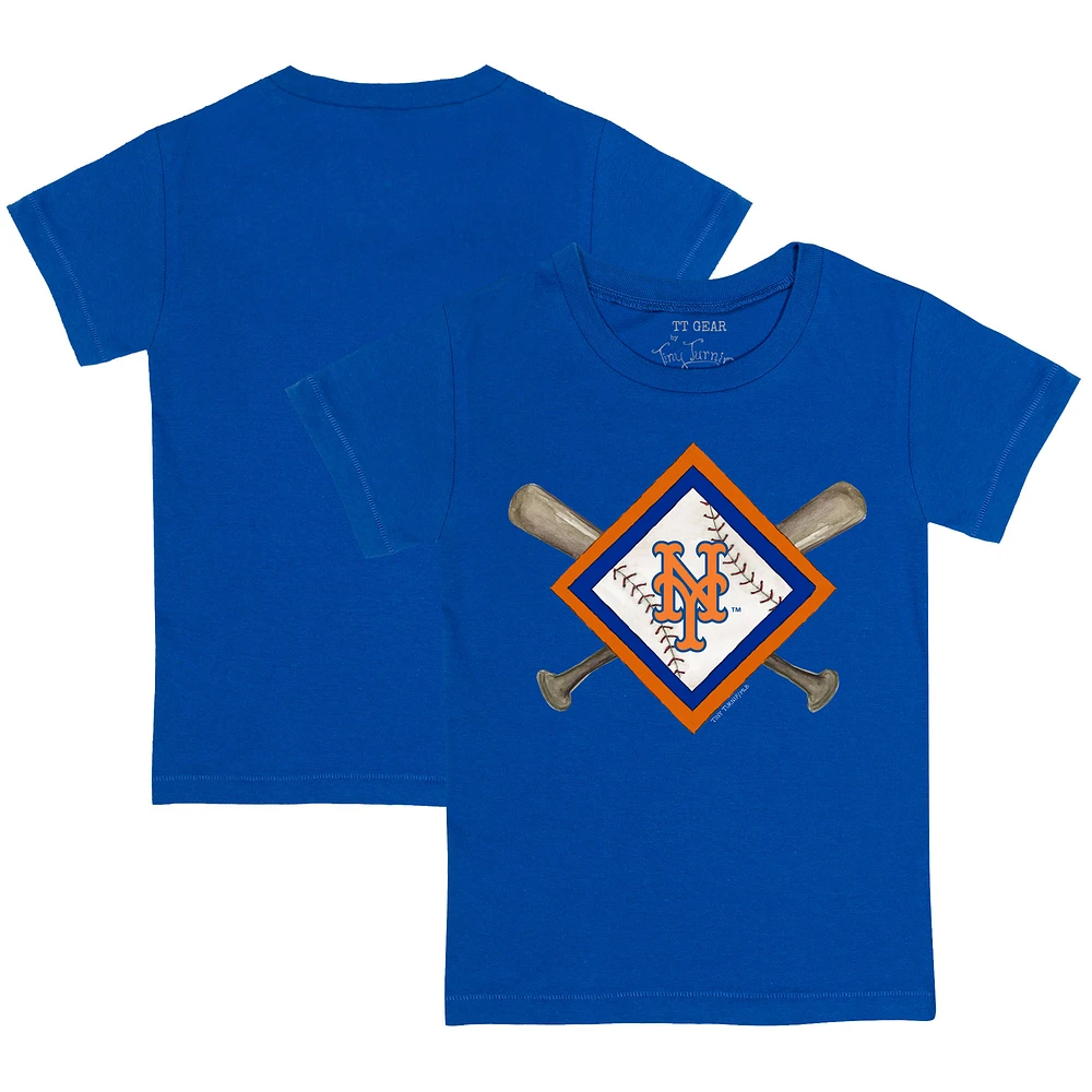 Toddler Tiny Turnip Royal New York Mets Diamond Cross Bats T-Shirt