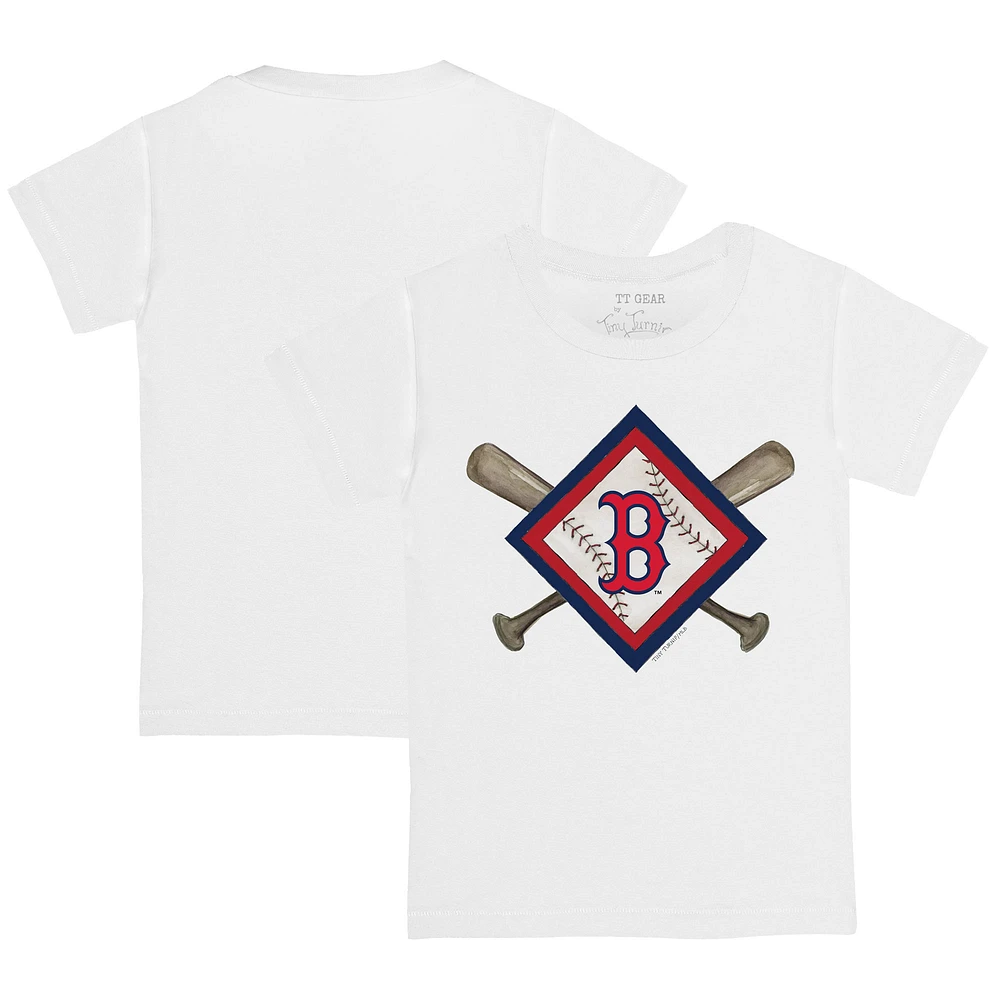 Toddler Tiny Turnip White Boston Red Sox Diamond Cross Bats T-Shirt