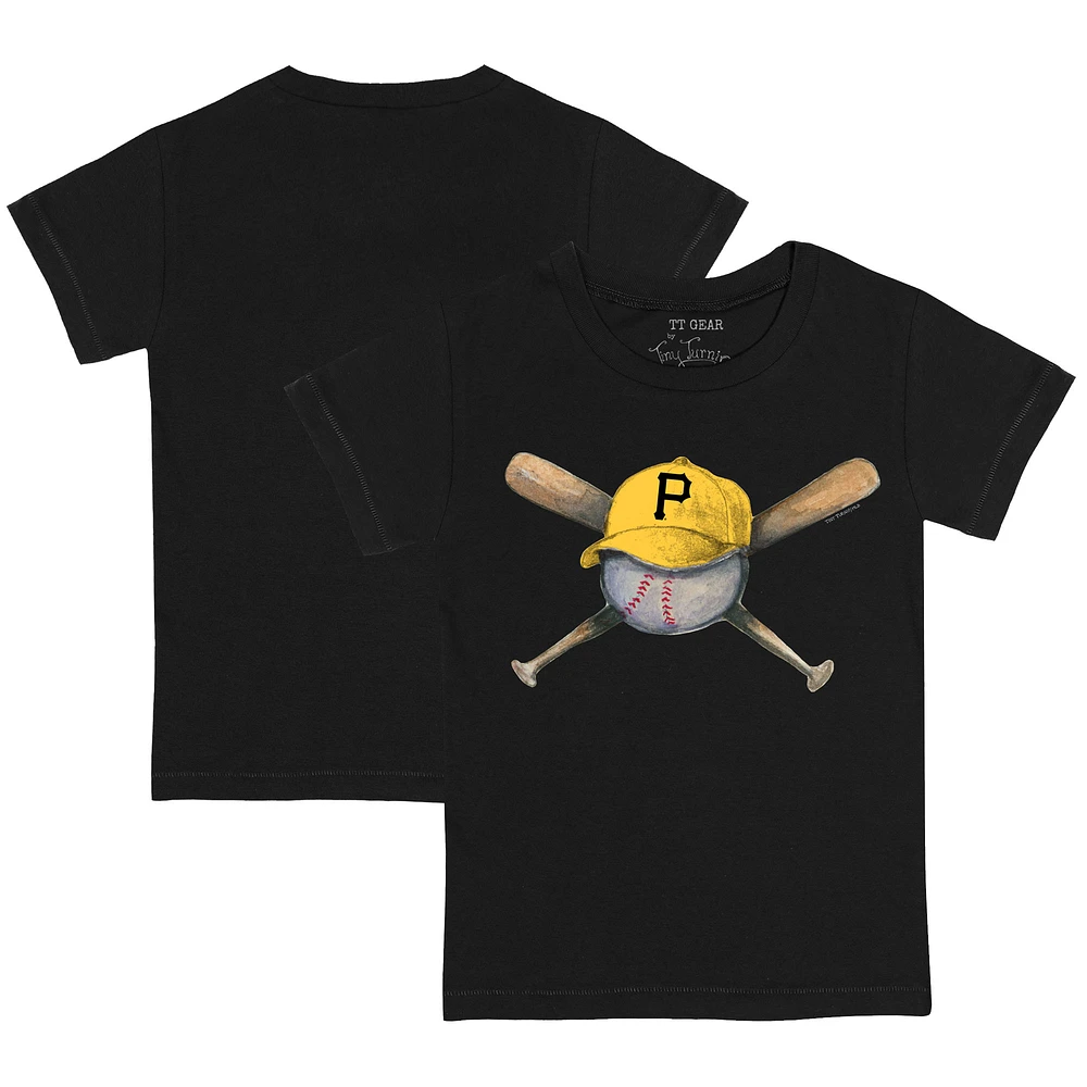 Toddler Tiny Turnip Black Pittsburgh Pirates Hat Cross Bats T-Shirt