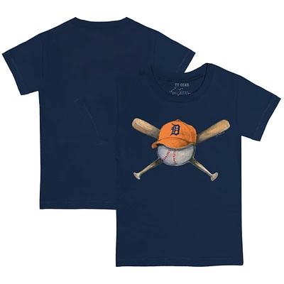 Toddler Tiny Turnip Navy Detroit Tigers Hat Cross Bats T-Shirt