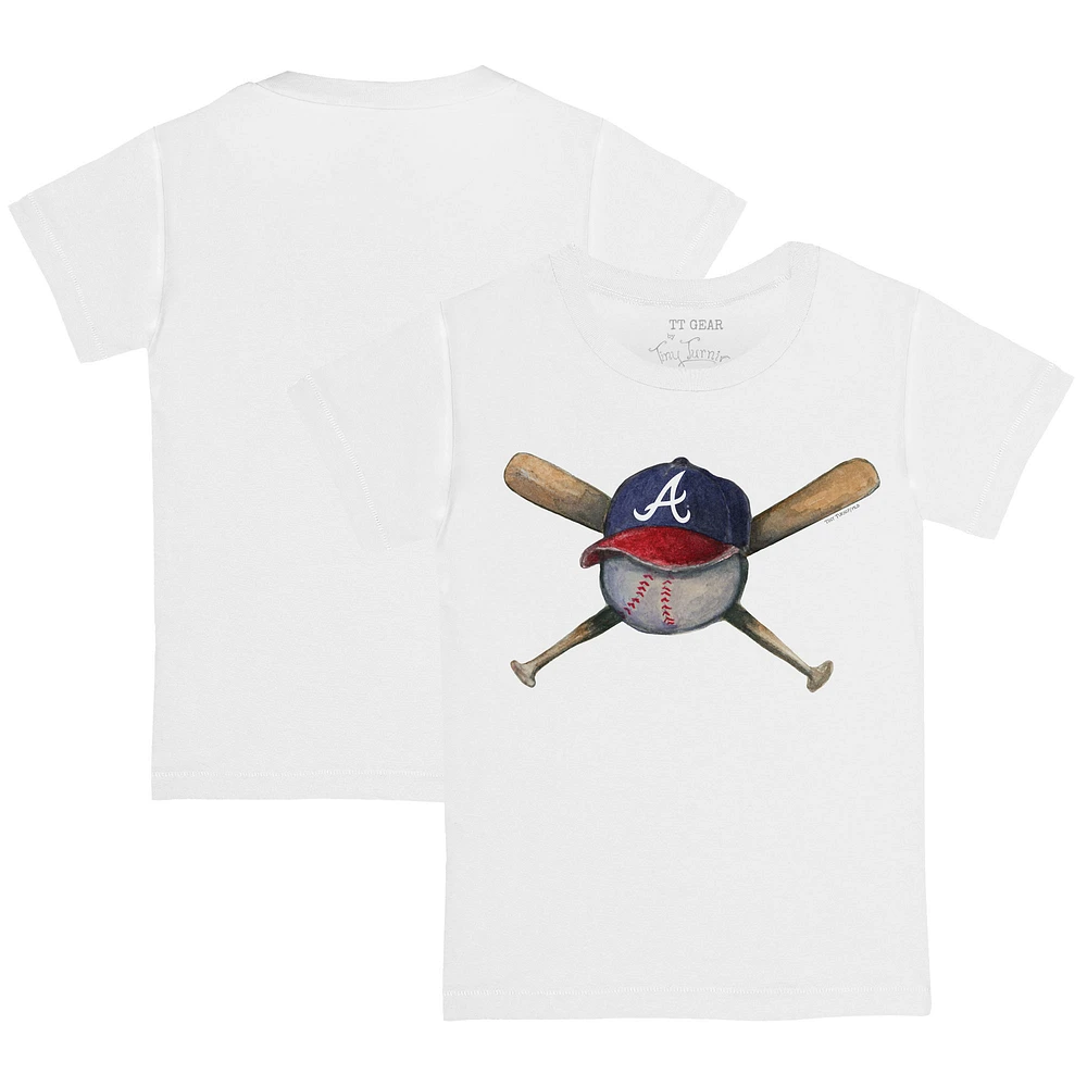 Toddler Tiny Turnip White Atlanta Braves Hat Cross Bats T-Shirt