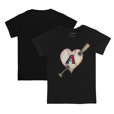 Toddler Tiny Turnip Black Arizona Diamondbacks Heart Bat T-Shirt