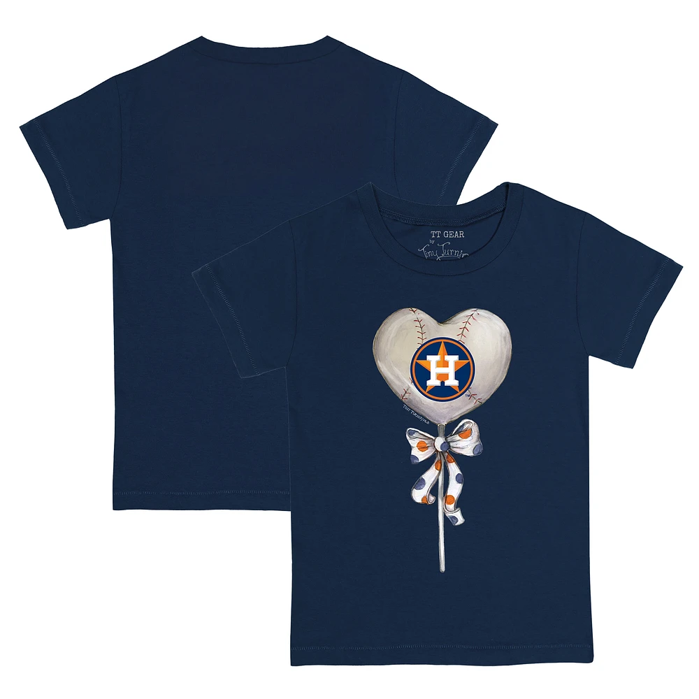 Toddler Tiny Turnip Navy Houston Astros Heart Lolly T-Shirt