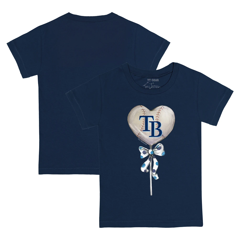 Toddler Tiny Turnip Navy Tampa Bay Rays Heart Lolly T-Shirt