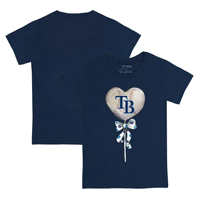 Toddler Tiny Turnip Navy Tampa Bay Rays Heart Lolly T-Shirt