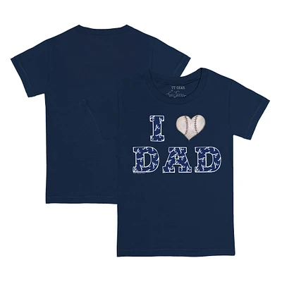 Toddler Tiny Turnip Navy Atlanta Braves I Love Dad T-Shirt