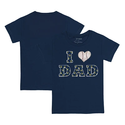 Toddler Tiny Turnip Navy Milwaukee Brewers I Love Dad T-Shirt