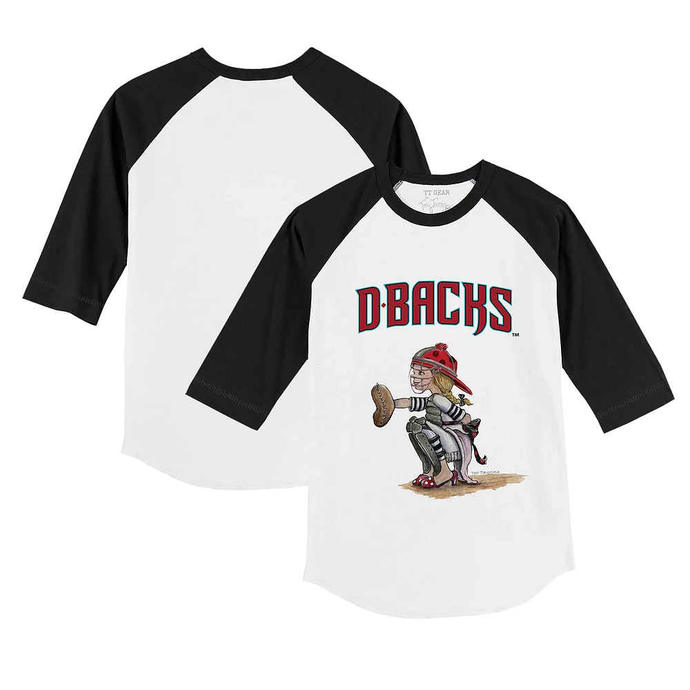 Toddler Tiny Turnip White/Black Arizona Diamondbacks Kate 3/4-Sleeve Raglan T-Shirt