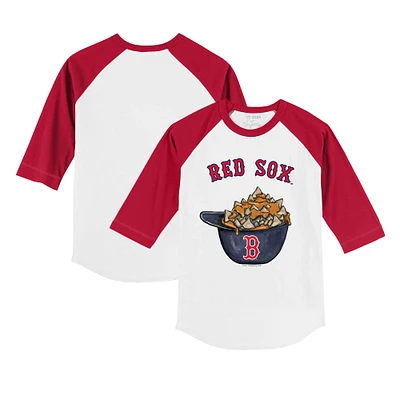 Toddler Tiny Turnip White/Red Boston Red Sox Nacho Helmet 3/4-Sleeve Raglan T-Shirt