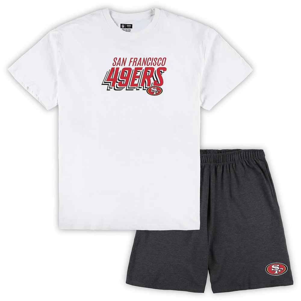 Men's Concepts Sport White/Charcoal San Francisco 49ers Big & Tall Top and Shorts Set