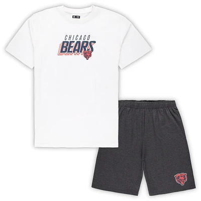 Men's Concepts Sport White/Charcoal Chicago Bears Big & Tall Top and Shorts Set