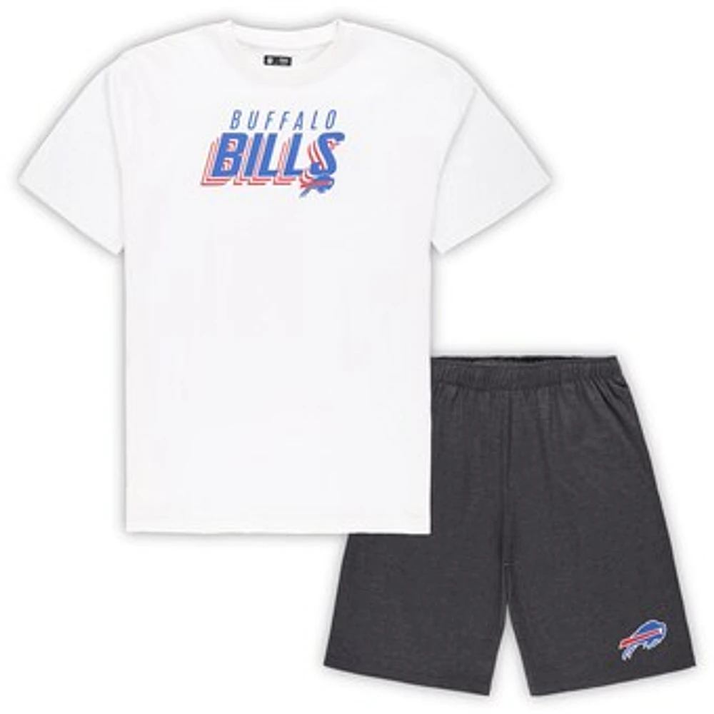 Men's Concepts Sport White/Charcoal Buffalo Bills Big & Tall Top and Shorts Set