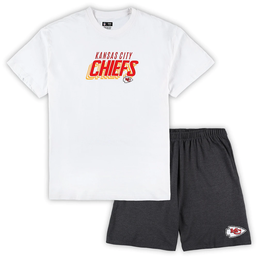 Men's Concepts Sport White/Charcoal Kansas City Chiefs Big & Tall Top and Shorts Set