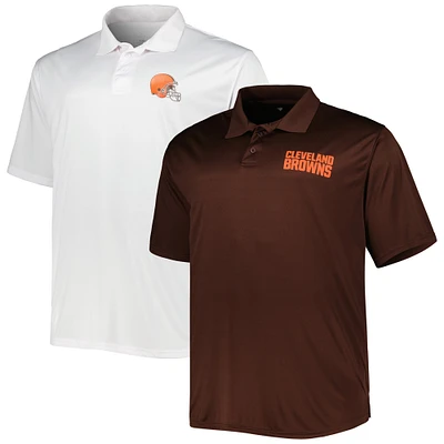 Men's Fanatics Brown/White Cleveland Browns Solid Two-Pack Polo Set