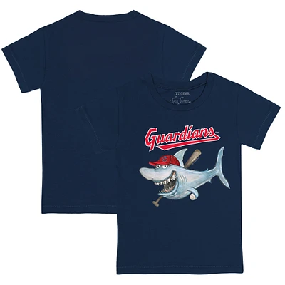 Toddler Tiny Turnip Navy Cleveland Guardians Shark T-Shirt