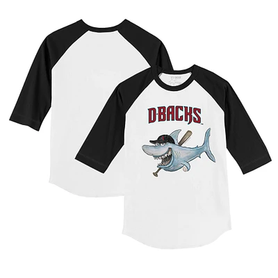 Toddler Tiny Turnip White/Black Arizona Diamondbacks Shark 3/4-Sleeve Raglan T-Shirt