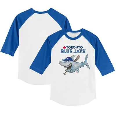 Toddler Tiny Turnip White/Royal Toronto Blue Jays Shark 3/4-Sleeve Raglan T-Shirt