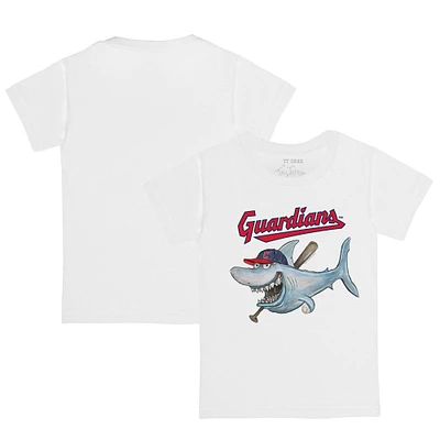 Toddler Tiny Turnip White Cleveland Guardians Shark T-Shirt