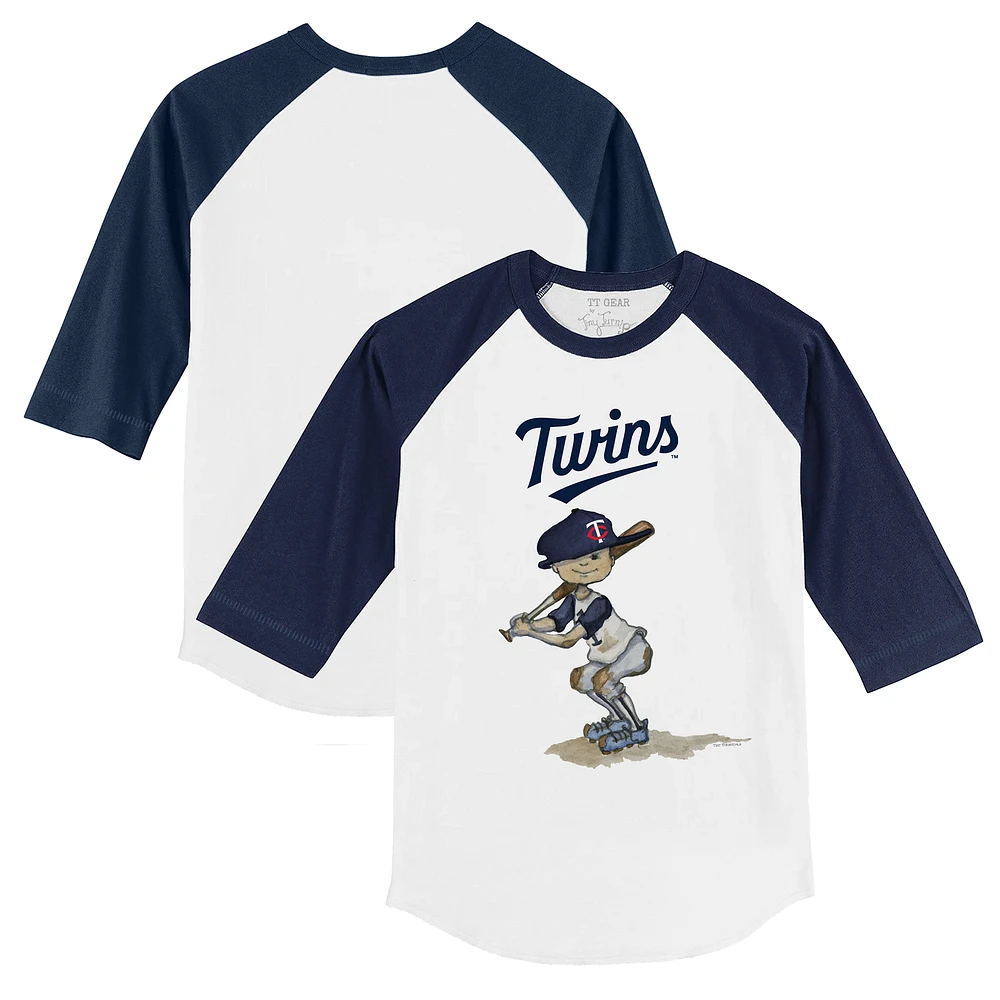Toddler Tiny Turnip White/Navy Minnesota Twins Slugger 3/4-Sleeve Raglan T-Shirt