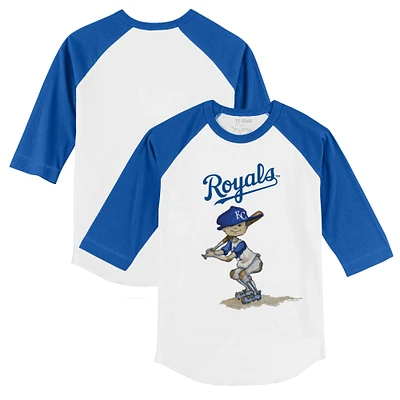 Toddler Tiny Turnip White/Royal Kansas City Royals Slugger 3/4-Sleeve Raglan T-Shirt