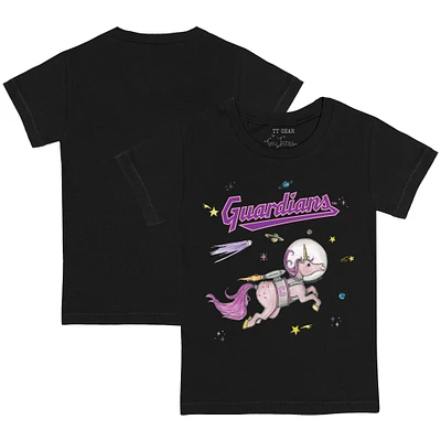 Toddler Tiny Turnip Black Cleveland Guardians Space Unicorn T-Shirt