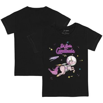 Toddler Tiny Turnip Black St. Louis Cardinals Space Unicorn T-Shirt
