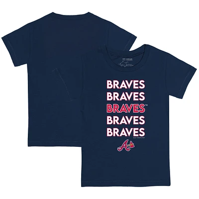 Toddler Tiny Turnip Navy Atlanta Braves Stacked T-Shirt