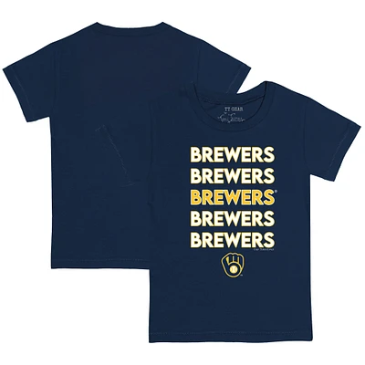 Toddler Tiny Turnip Navy Milwaukee Brewers Stacked T-Shirt