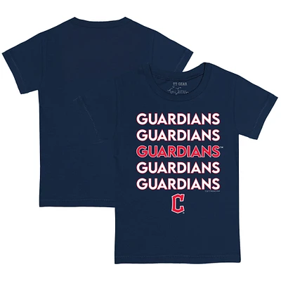 Toddler Tiny Turnip Navy Cleveland Guardians Stacked T-Shirt