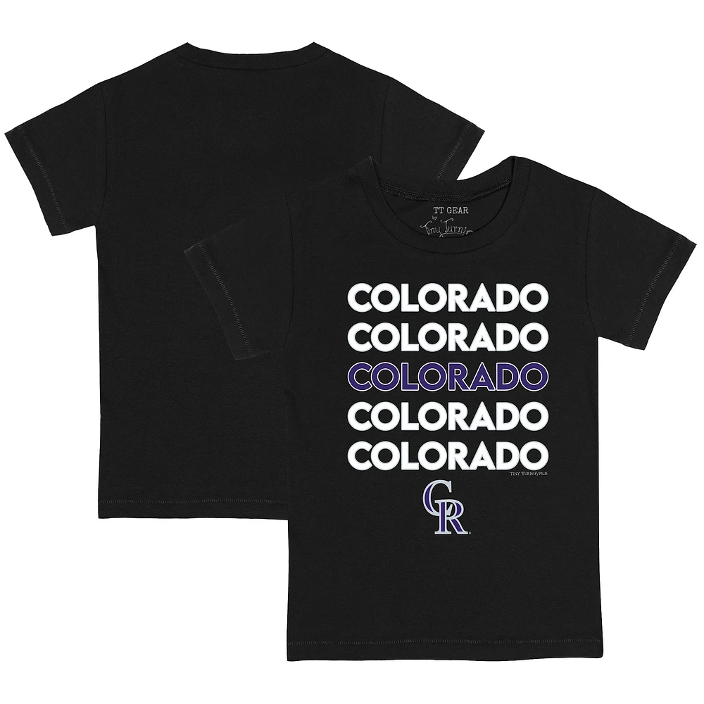 Toddler Tiny Turnip Black Colorado Rockies Stacked T-Shirt