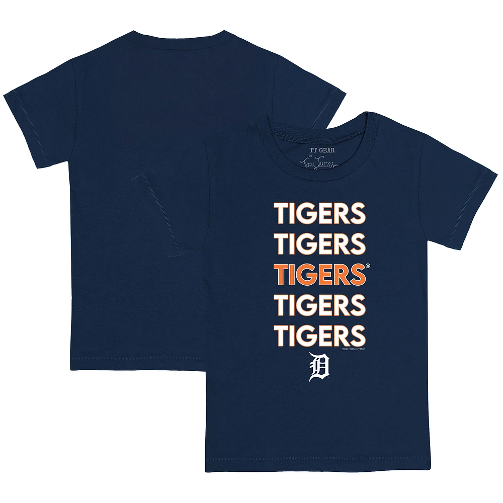 Toddler Tiny Turnip Navy Detroit Tigers Stacked T-Shirt