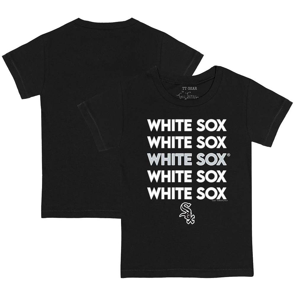 Toddler Tiny Turnip Black Chicago White Sox Stacked T-Shirt