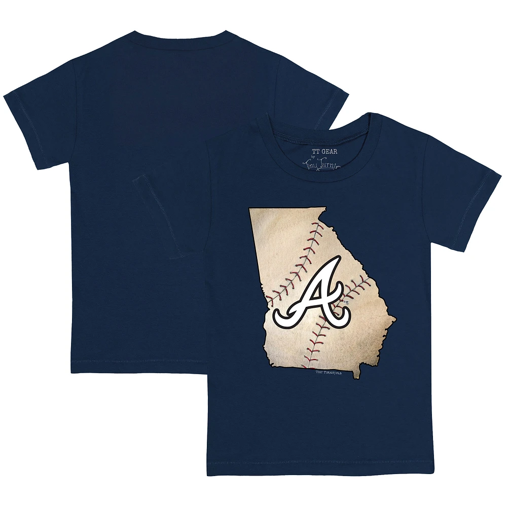 Toddler Tiny Turnip Navy Atlanta Braves State Outline T-Shirt