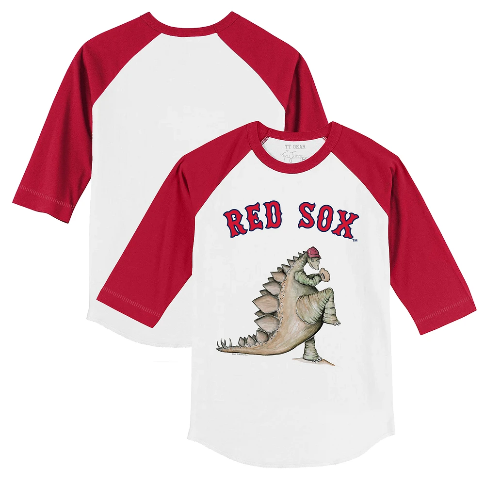 Toddler Tiny Turnip White/Red Boston Red Sox Stega 3/4-Sleeve Raglan T-Shirt