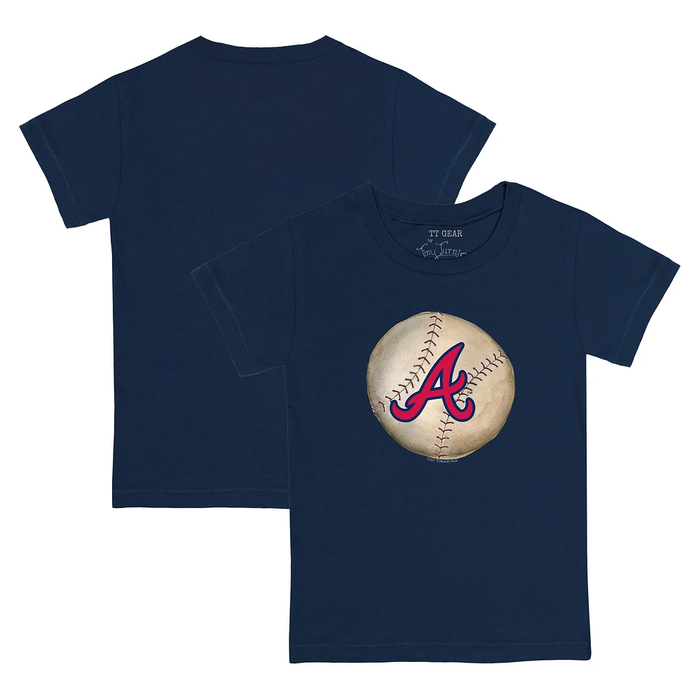 Toddler Tiny Turnip Navy Atlanta Braves Stitched Baseball T-Shirt