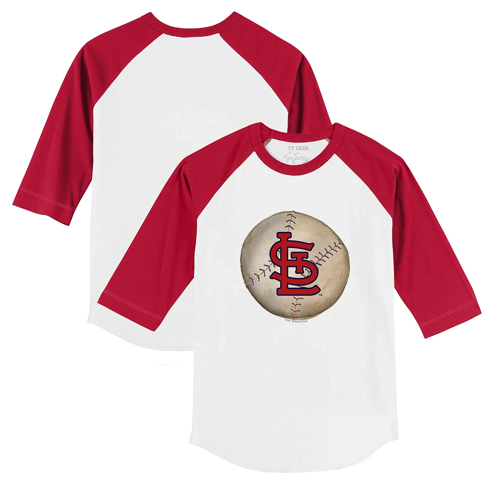 Toddler Tiny Turnip White/Red St. Louis Cardinals Stitched Baseball 3/4-Sleeve Raglan T-Shirt