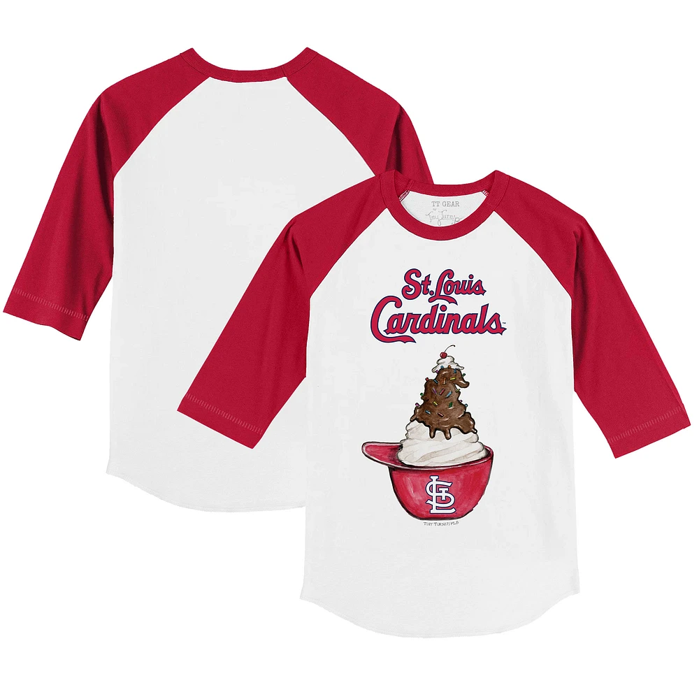Toddler Tiny Turnip White/Red St. Louis Cardinals Sundae Helmet 3/4-Sleeve Raglan T-Shirt
