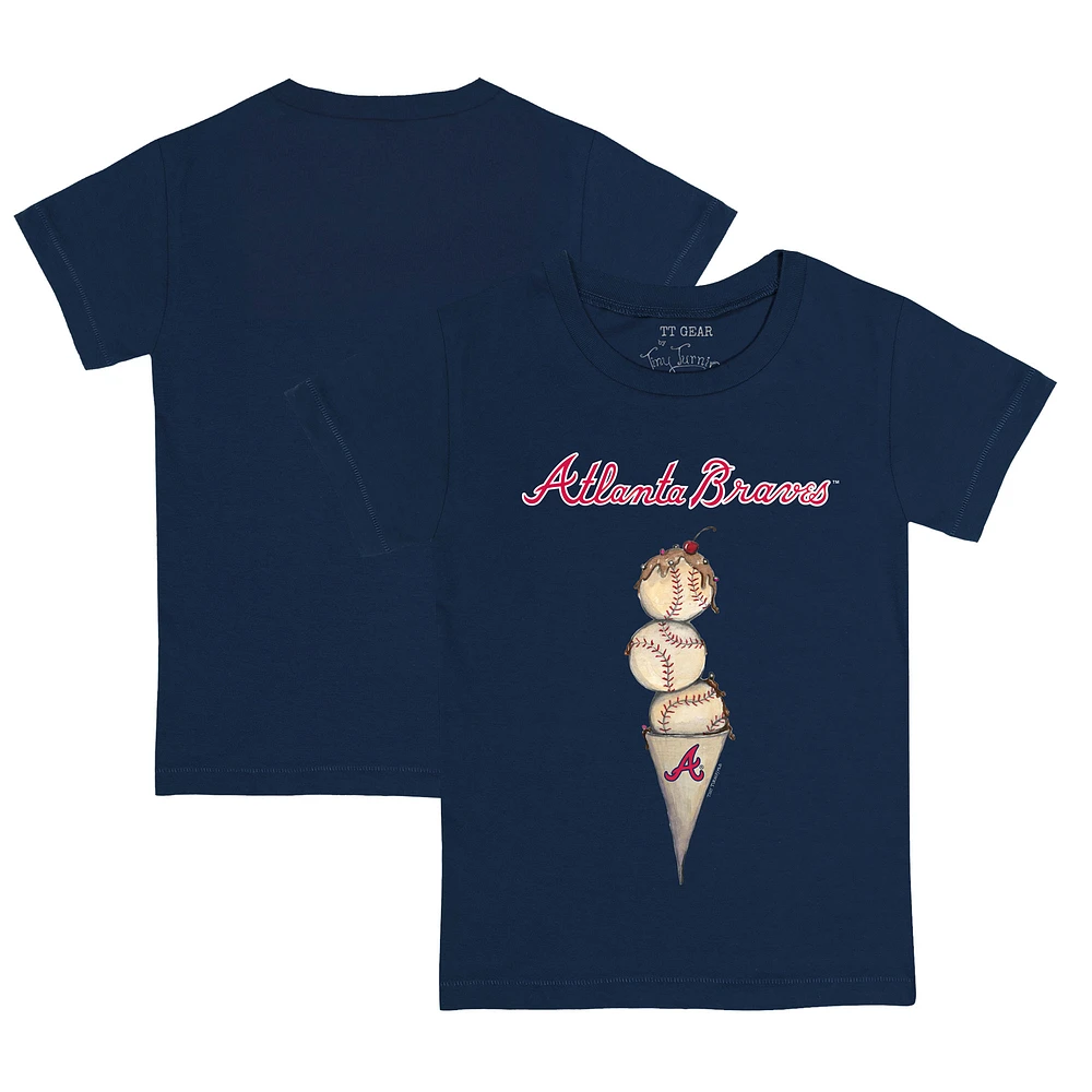 Toddler Tiny Turnip Navy Atlanta Braves Triple Scoop T-Shirt