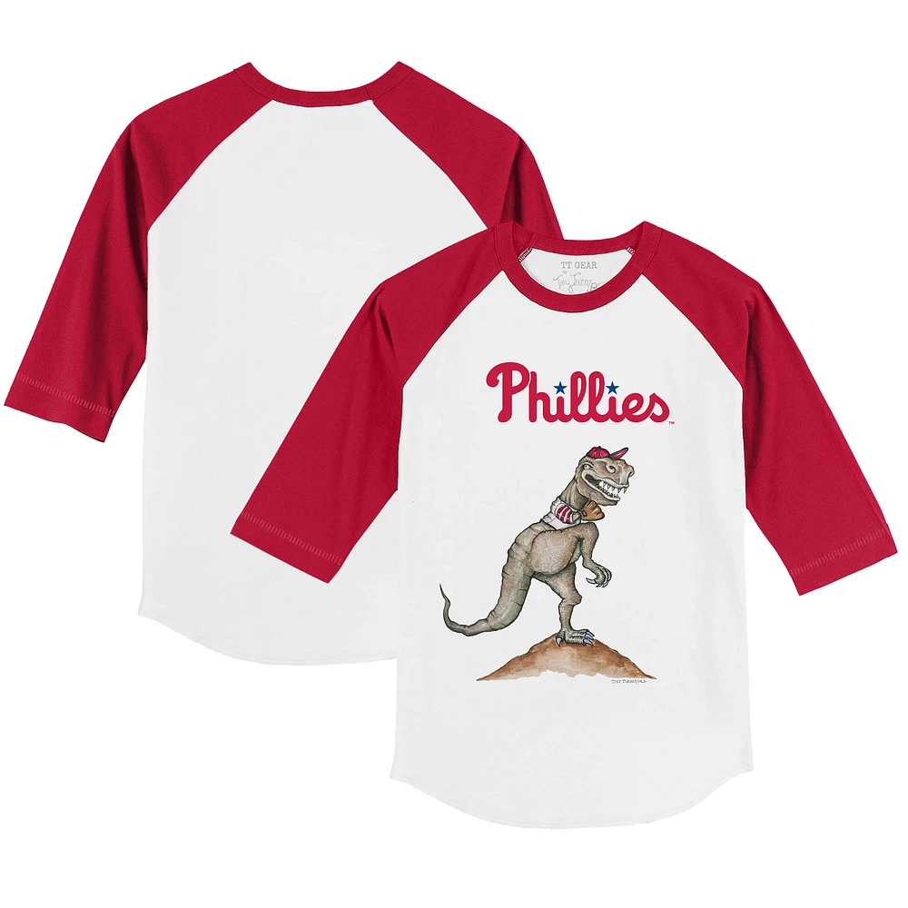 Toddler Tiny Turnip White/Red Philadelphia Phillies TT Rex 3/4-Sleeve Raglan T-Shirt