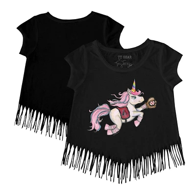 Girls Toddler Tiny Turnip Black Arizona Diamondbacks Unicorn Fringe T-Shirt