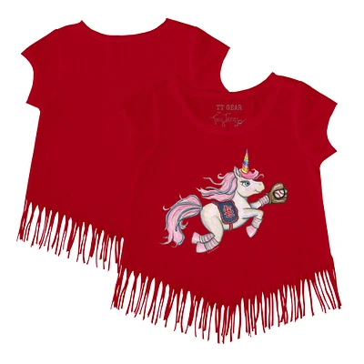 Girls Toddler Tiny Turnip Red St. Louis Cardinals Unicorn Fringe T-Shirt