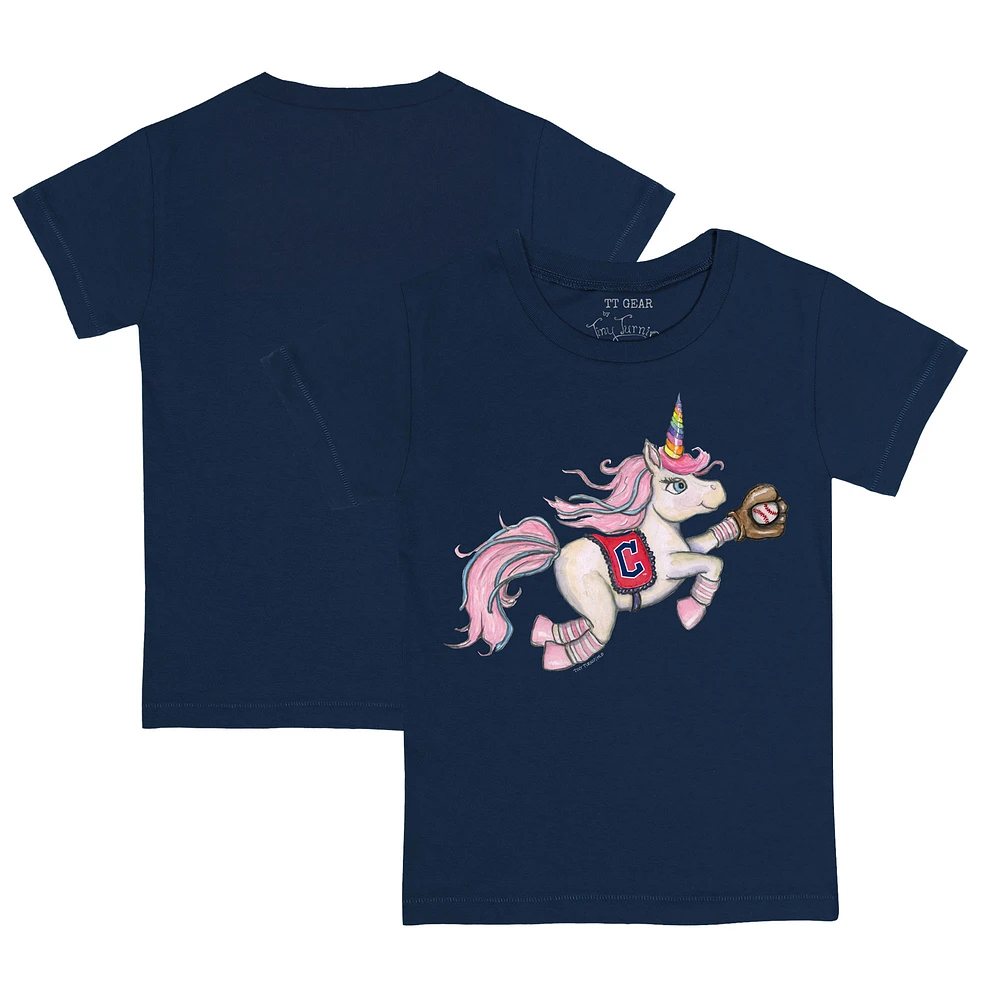 Toddler Tiny Turnip Navy Cleveland Guardians Unicorn T-Shirt