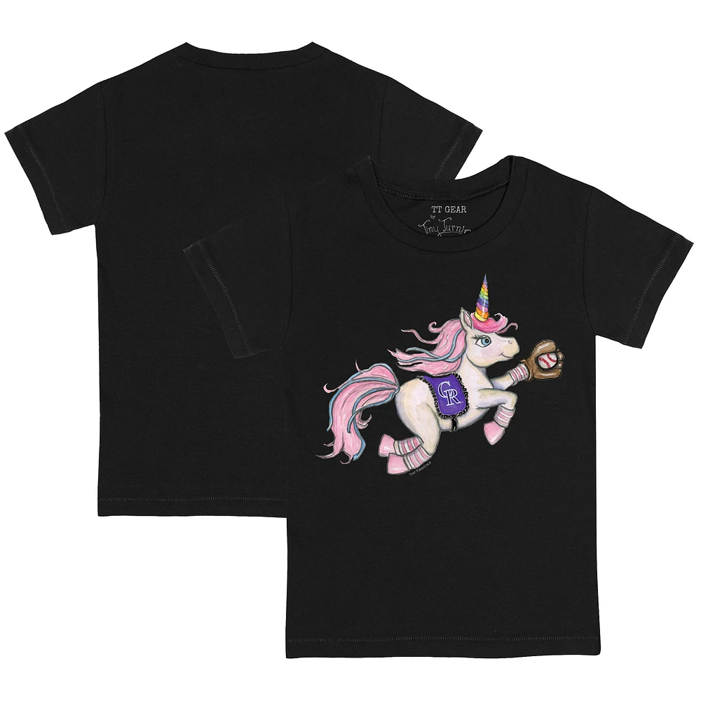 Toddler Tiny Turnip Black Colorado Rockies Unicorn T-Shirt