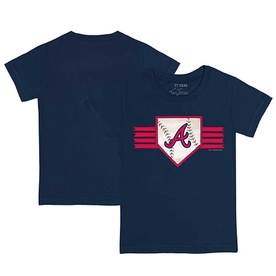 Youth Tiny Turnip Navy Atlanta Braves Base Stripe T-Shirt