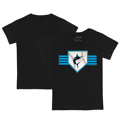 Youth Tiny Turnip Black Miami Marlins Base Stripe T-Shirt