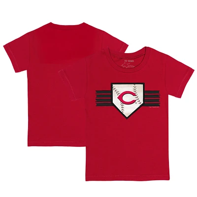 Youth Tiny Turnip Red Cincinnati Reds Base Stripe T-Shirt