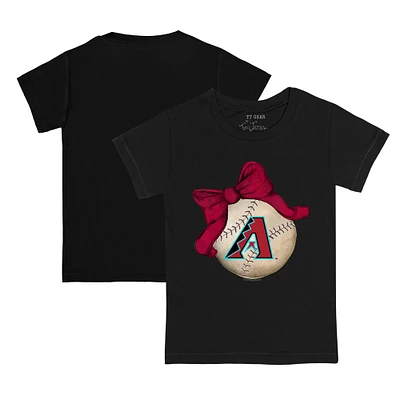 Youth Tiny Turnip Black Arizona Diamondbacks Baseball Bow T-Shirt