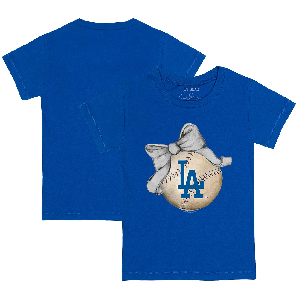 Youth Tiny Turnip Royal Los Angeles Dodgers Baseball Bow T-Shirt