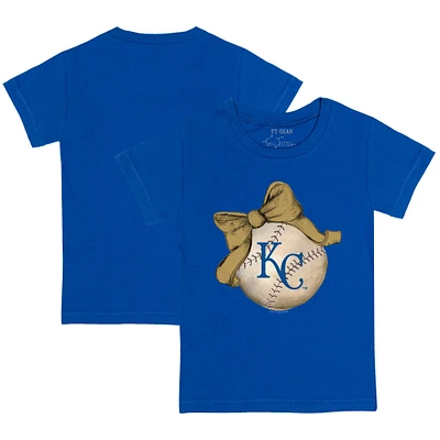 Youth Tiny Turnip Royal Kansas City Royals Baseball Bow T-Shirt